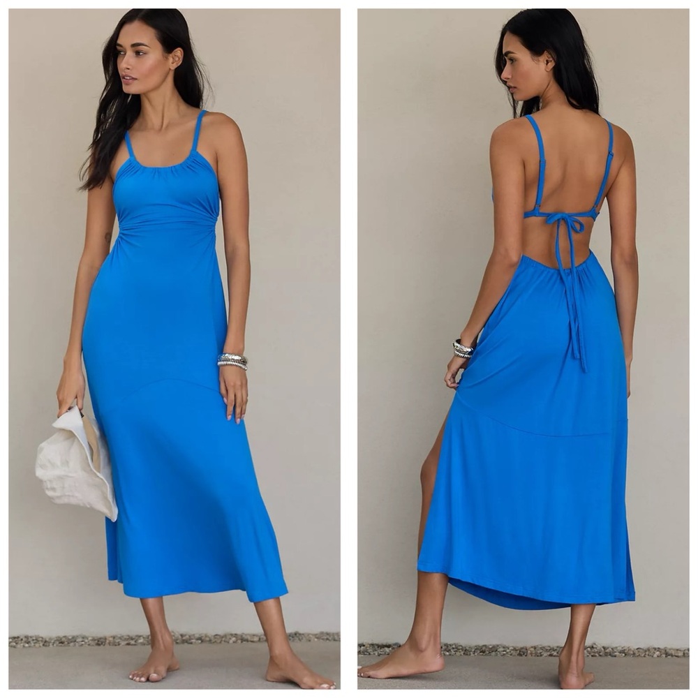 Anthropologie Blue Backless Dress